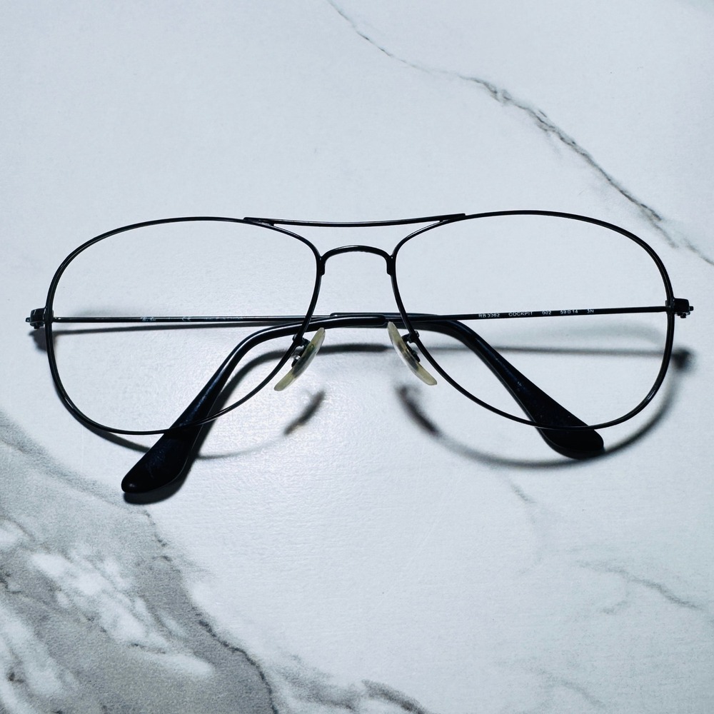 Ray-Ban Cockpit RB3362 002 Black Metal Aviator Eyeglass Frames 59-14